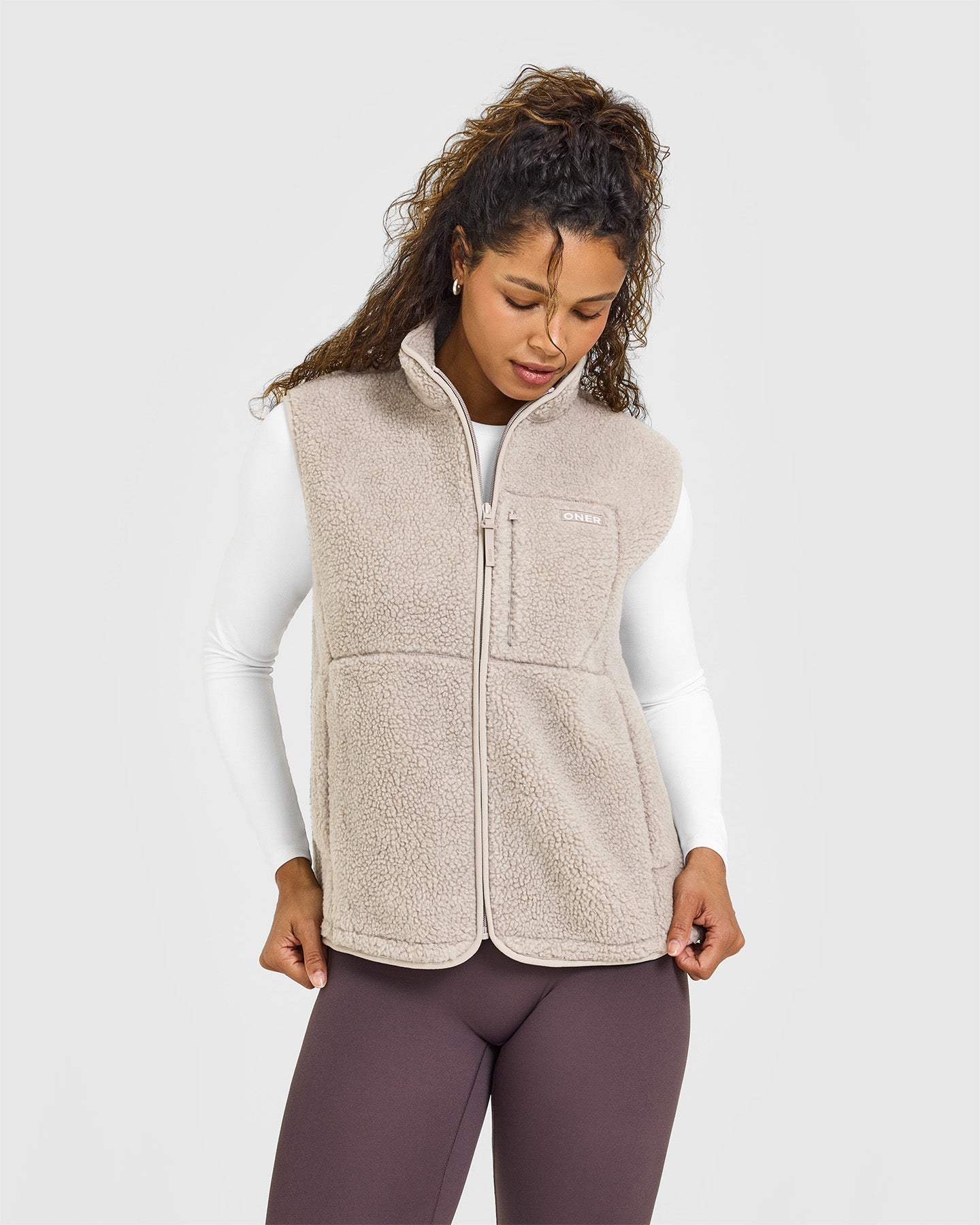 Fleece Gilet with Chest Pocket | Warm Sand