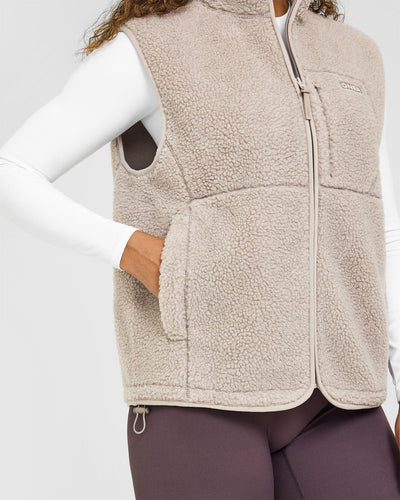 Fleece Gilet with Chest Pocket | Warm Sand