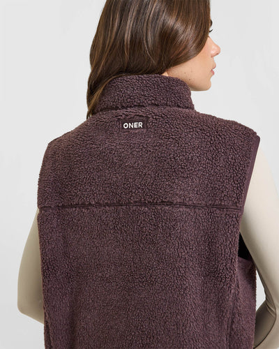 Fleece Gilet with Chest Pocket | Umber Brown