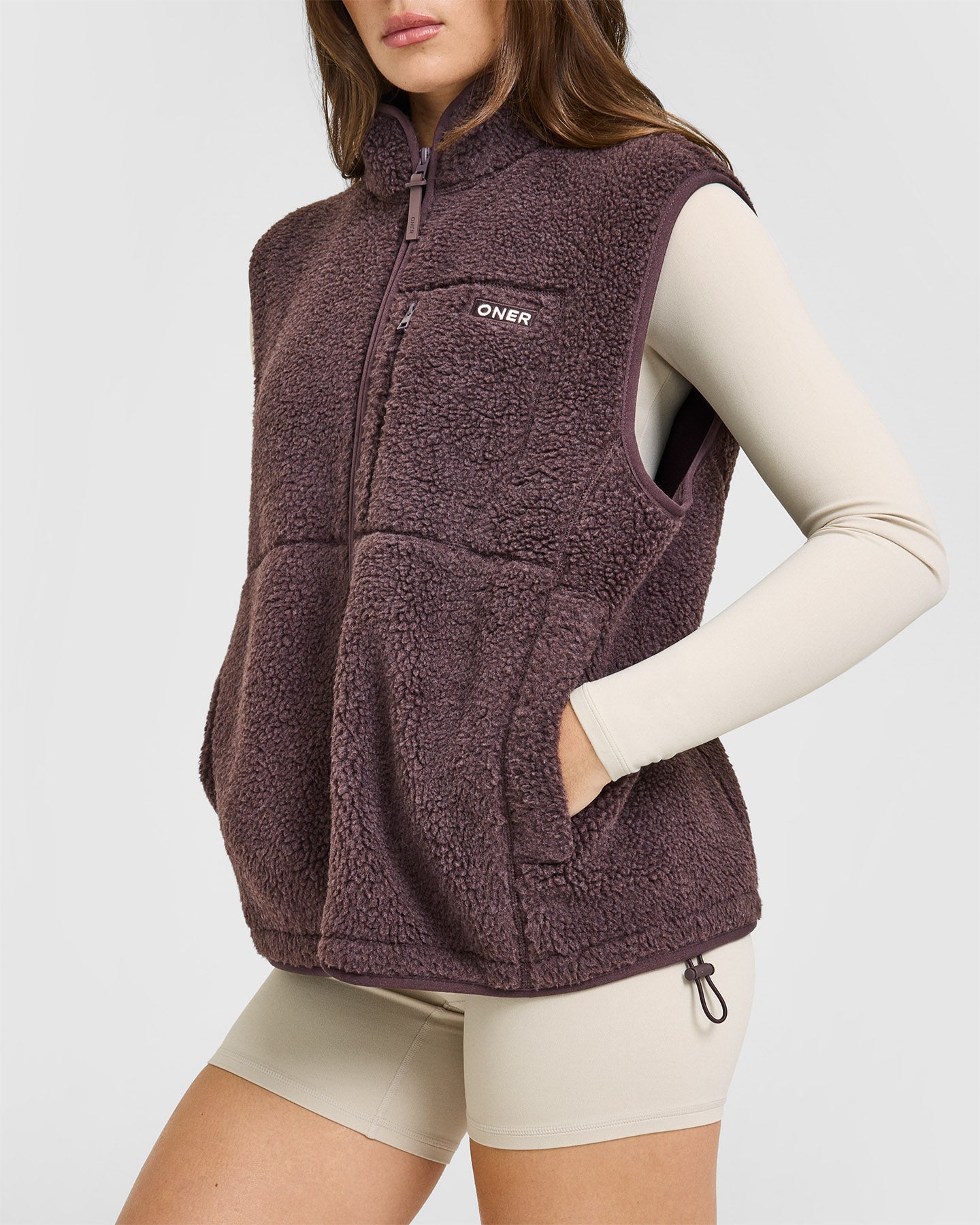 Fleece Gilet with Chest Pocket | Umber Brown