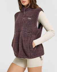 Fleece Gilet with Chest Pocket | Umber Brown