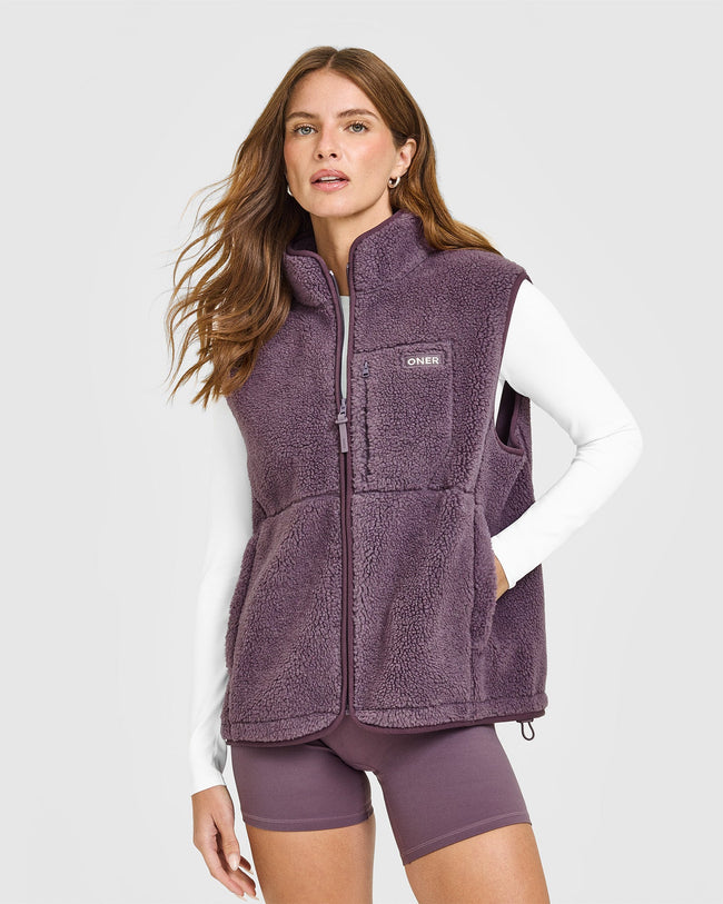 Fleece Gilet with Chest Pocket | Vintage Purple