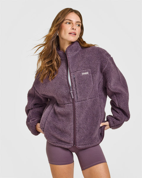 Fleece Jacket with Chest Pocket in Vintage Purple | Oner Active CA