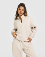Foundations Oversized 1/4 Zip Sweatshirt | Sand