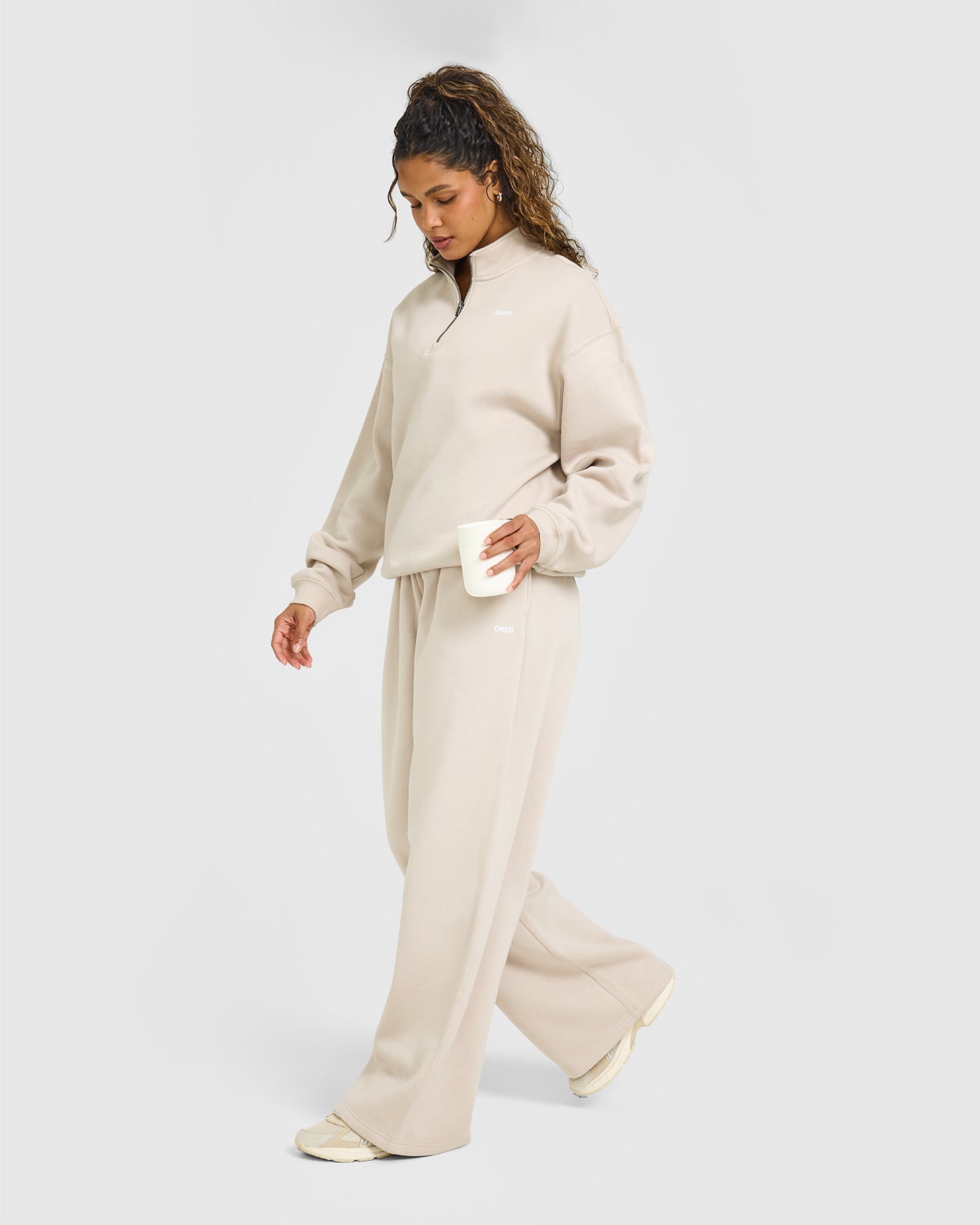 Foundations Oversized 1/4 Zip Sweatshirt | Sand