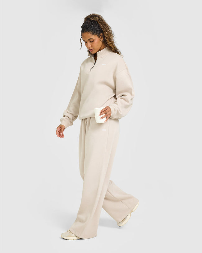 Foundations Oversized 1/4 Zip Sweatshirt | Sand
