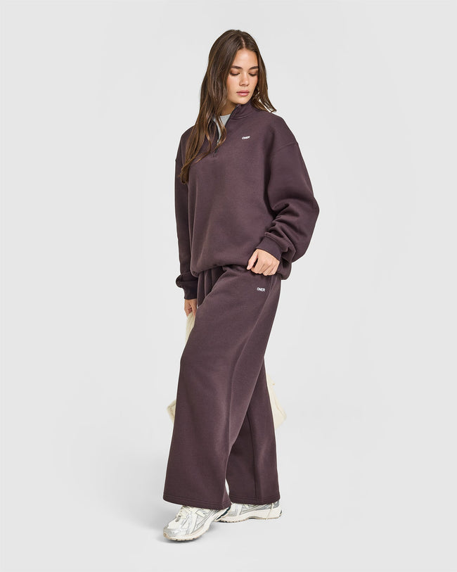 Foundations Oversized 1/4 Zip Sweatshirt | Umber Brown