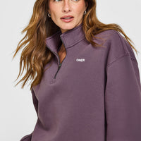 Foundations Oversized 1/4 Zip Sweatshirt | Vintage Purple
