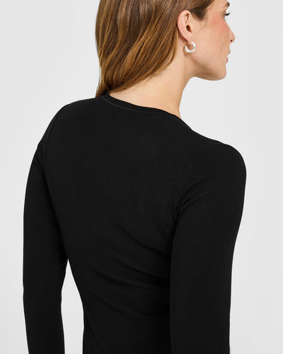 Mellow™ Rib Long Sleeve Cardigan | Black