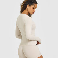 Mellow™ Rib Long Sleeve Cardigan | Sand