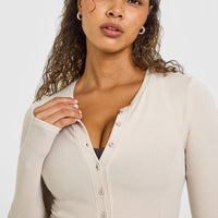 Mellow™ Rib Long Sleeve Cardigan | Sand