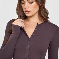 Mellow™ Rib Long Sleeve Cardigan | Umber Brown