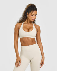 SoftMotion™ Bralette with White Logo | Sand