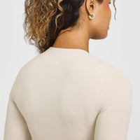 SoftMotion™ Long Sleeve Mid Top with White Logo | Sand