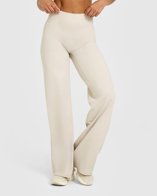 Oner Modal SoftMotion™ Straight Leg Bottoms with White Logo | Sand