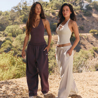 SoftMotion™ Halter Neck Vest with Built in Bra Shelf with White Logo | Dark Umber Brown