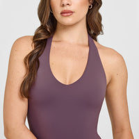 SoftMotion™ Halter Neck Vest with Built in Bra Shelf with White Logo | Vintage Purple