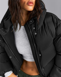 Oversized Longline Puffer Jacket | Black