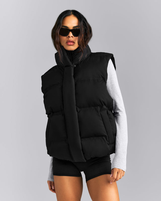 Oversized Puffer Vest | Black