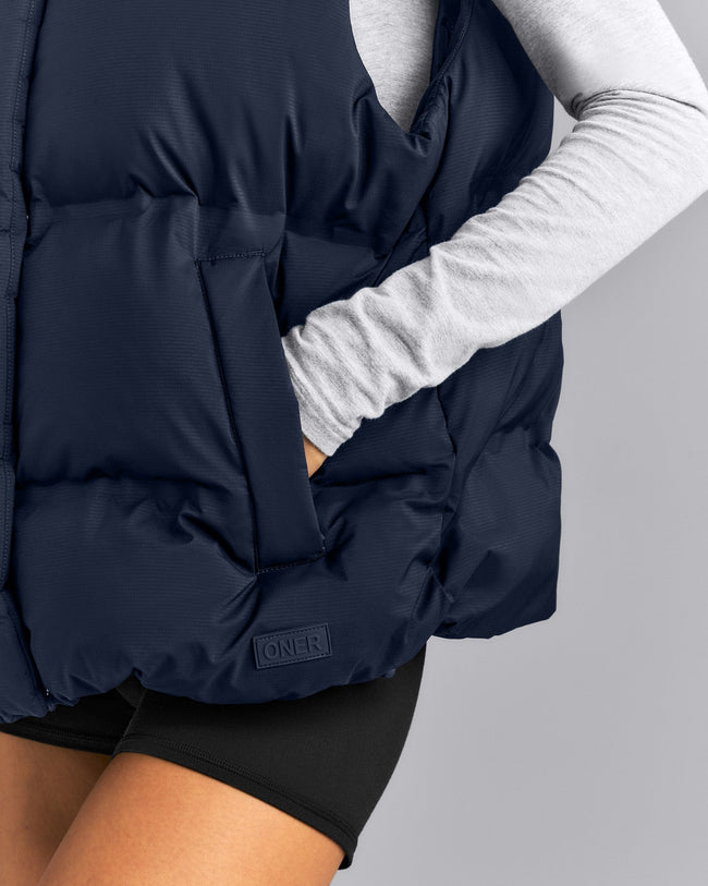 Oversized Puffer Vest | Deep Navy