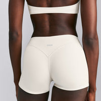 SoftMotion™ Double Layer Mid Rise Micro Shorts 4" | Marshmallow White
