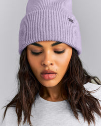 Wool Rib Knit Beanie | Lavender Purple