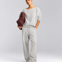 Oversized Knit Off-The-Shoulder Sweater | Light Grey Marl