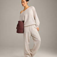Oversized Knit Off-The-Shoulder Sweater | Oat Marl