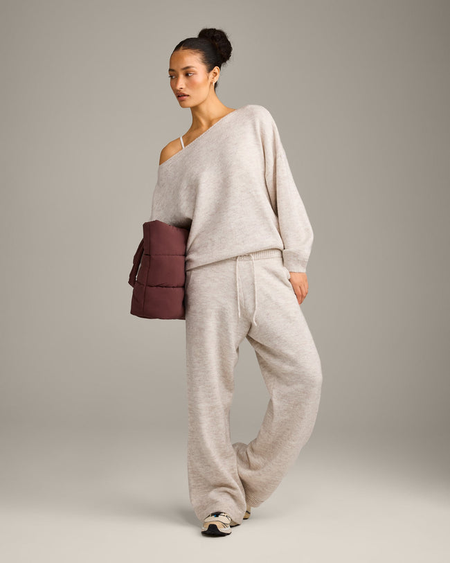 Oversized Knit Off-The-Shoulder Sweater | Oat Marl