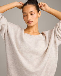 Oversized Knit Off-The-Shoulder Sweater | Oat Marl