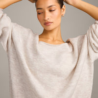 Oversized Knit Off-The-Shoulder Sweater | Oat Marl