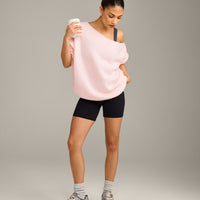 Oversized Knit Off-The-Shoulder Sweater | Soft Girl Pink