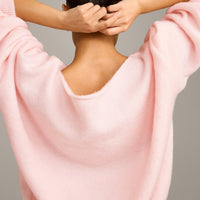 Oversized Knit Off-The-Shoulder Sweater | Soft Girl Pink