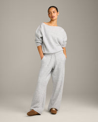 Oversized Knit Straight Leg Bottoms | Light Grey Marl
