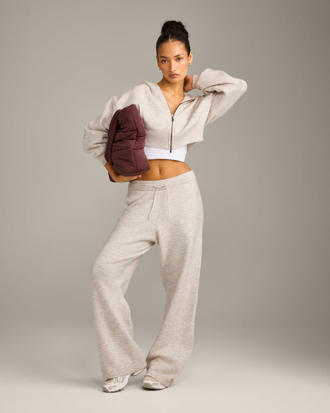 Oversized Knit Straight Leg Bottoms | Oat Marl