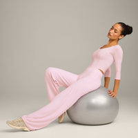 Mellow™ Motion Wide V Neck 3/4 Length Sleeve Mid Top | Soft Girl Pink