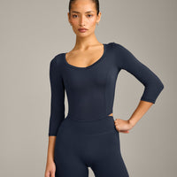 Mellow™ Motion Wide V-Neck 3/4 Length Sleeve Mid Top | True Blue