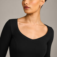 Mellow™ Motion Wide V-Neck Long Sleeve Top | Black