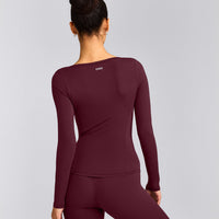 Mellow™ Motion Wide V Neck Long Sleeve Top | Cherry Lacquer Purple