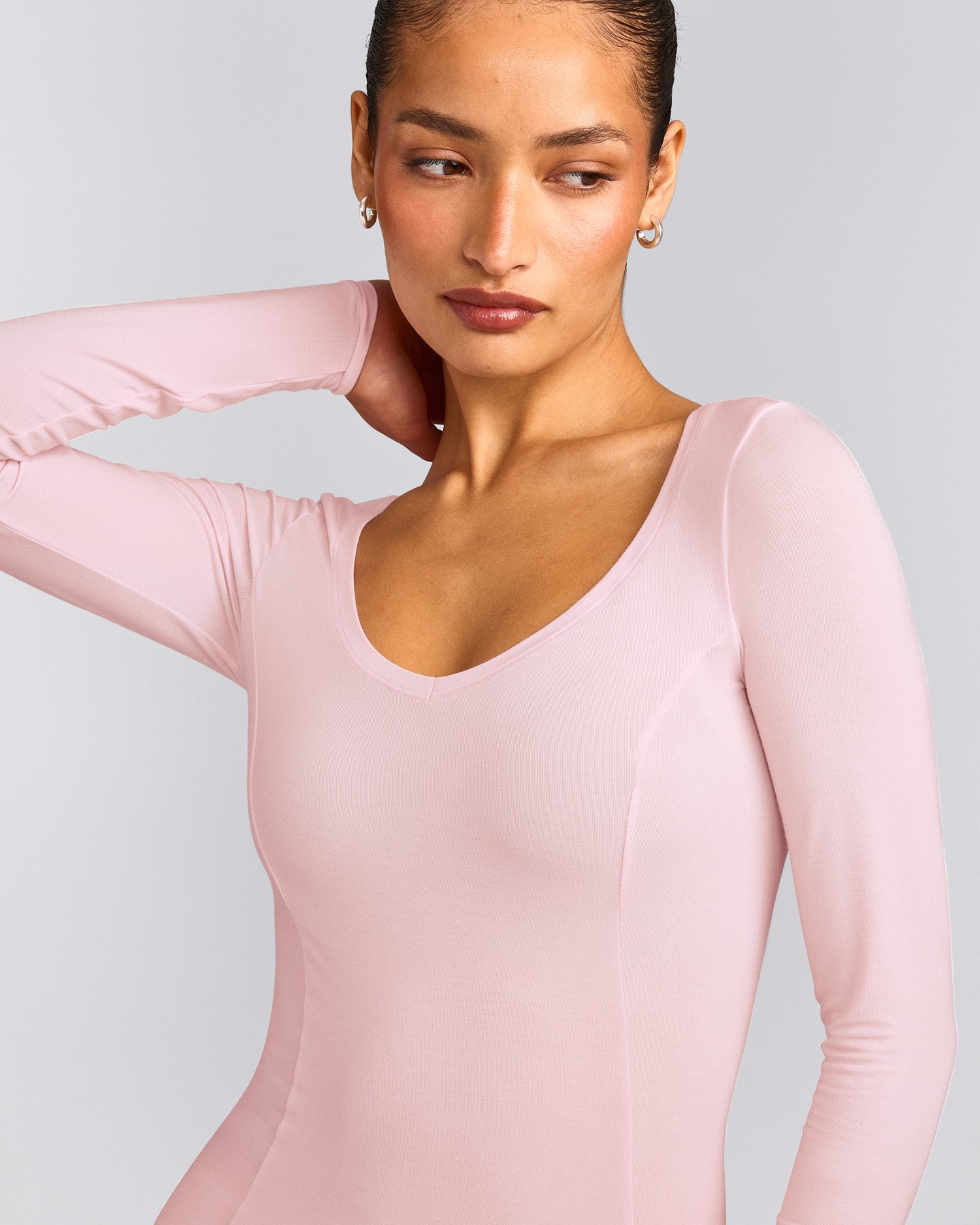 Mellow™ Motion Wide V Neck Long Sleeve Top | Soft Girl Pink