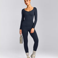 Mellow™ Motion Wide V Neck Long Sleeve Top | True Blue