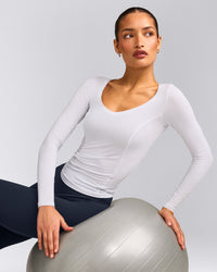 Mellow™ Motion Wide V Neck Long Sleeve Top | White