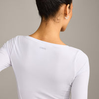 Mellow™ Motion Wide V-Neck Long Sleeve Top | White
