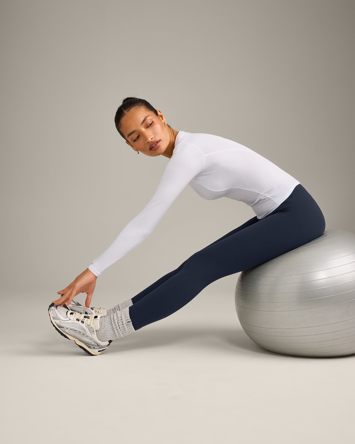 Mellow™ Motion Wide V-Neck Long Sleeve Top | White