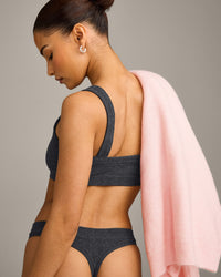 Seamless Scoop Neck Bralette | Charcoal Marl