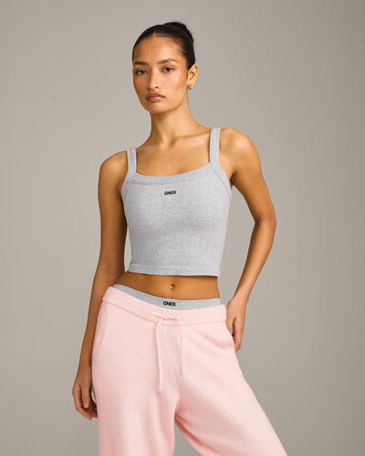 Seamless Scoop Neck Vest | Grey Marl