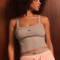 Seamless Scoop Neck Vest | Grey Marl