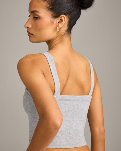 Seamless Scoop Neck Vest | Grey Marl