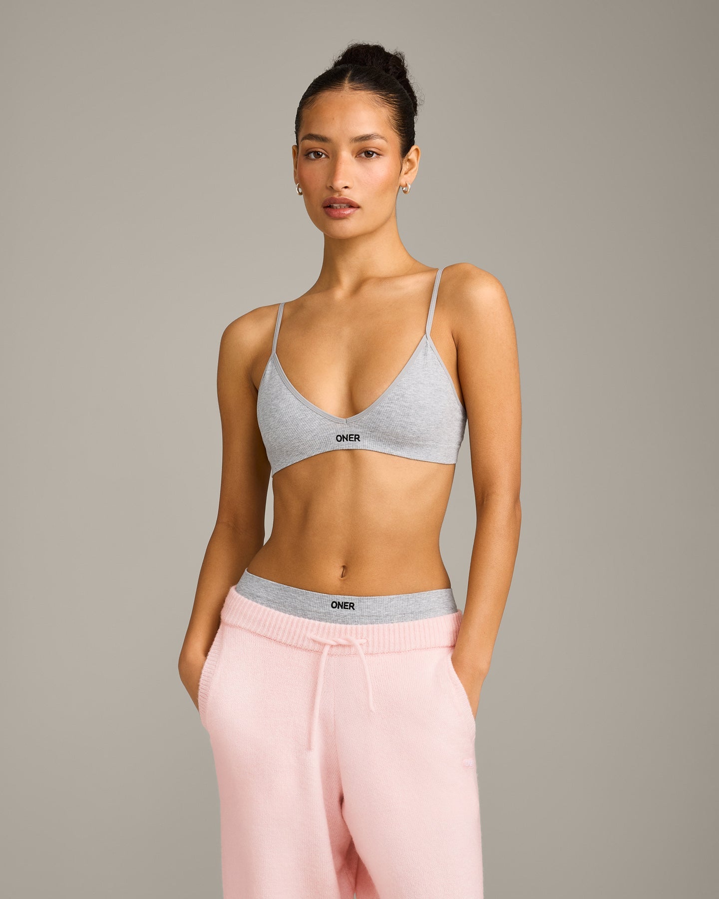 Seamless Strappy Bralette | Grey Marl