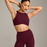 SoftMotion™ High Neck Sports Bra with Grey Logo | Cherry Lacquer Purple